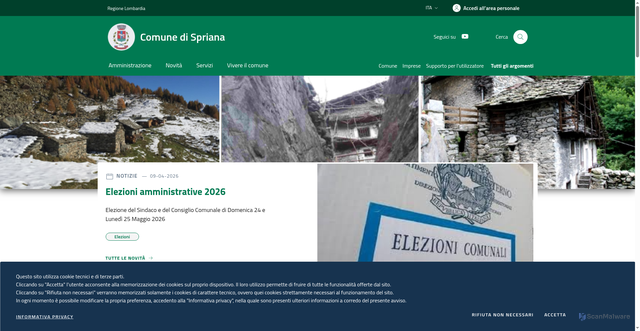 Security scan screenshot of https://www.comune.spriana.so.it