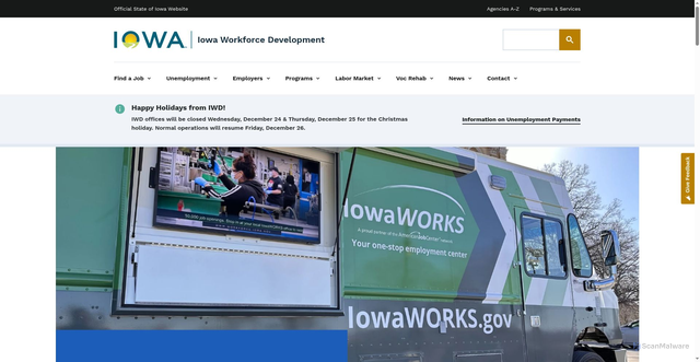 Security scan screenshot of https://workforce.iowa.gov/
