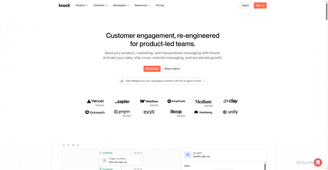 Security scan screenshot of https://knock.app