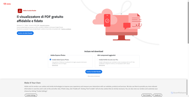 Security scan screenshot of http://get.adobe.com/it/reader/