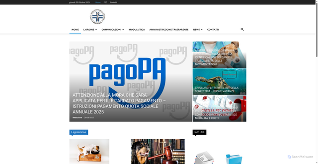 Security scan screenshot of https://www.ordineveterinaribenevento.it/