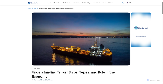Security scan screenshot of https://chandra-asri.com/en/blog/tanker-ship