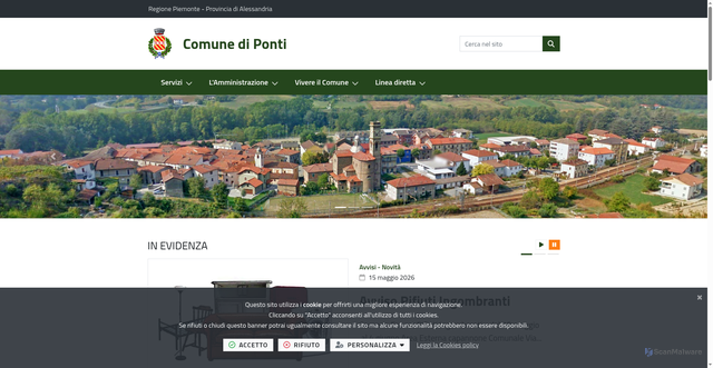 Security scan screenshot of https://www.comune.ponti.al.it