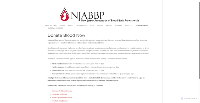 Security scan screenshot of http://www.njabbp.org/donate-blood