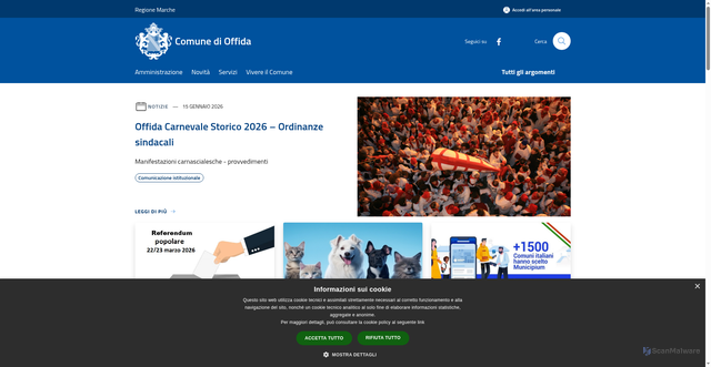 Security scan screenshot of https://www.comune.offida.ap.it/it