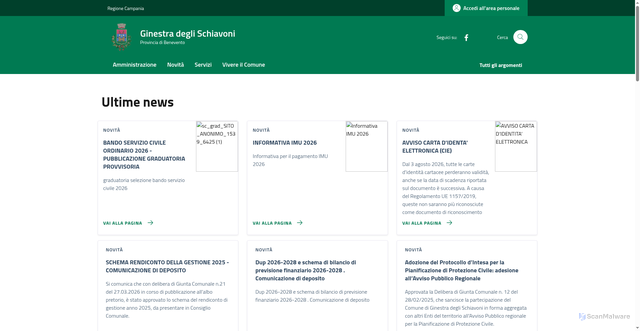 Security scan screenshot of https://www.comune.ginestradeglischiavoni.bn.it