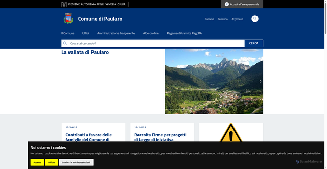 Security scan screenshot of https://www.comune.paularo.ud.it