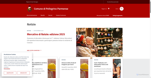 Security scan screenshot of https://www.comune.pellegrino-parmense.pr.it/