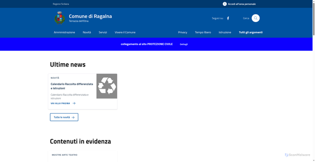 Security scan screenshot of https://www.comune.ragalna.ct.it/