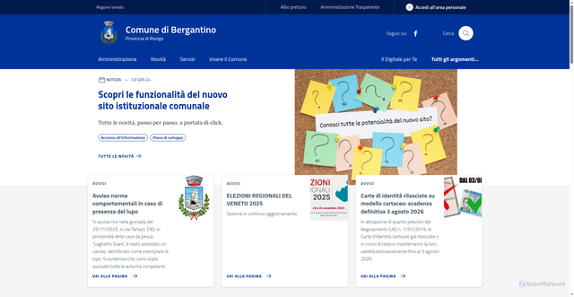Security scan screenshot of https://www.comune.bergantino.ro.it/