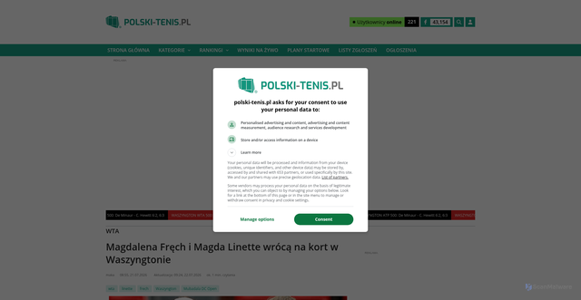 Security scan screenshot of https://polski-tenis.pl/pl/779_wta/258059_magdalena-frech-i-magda-linette-wroca-na-kort-w-waszyngtonie.html