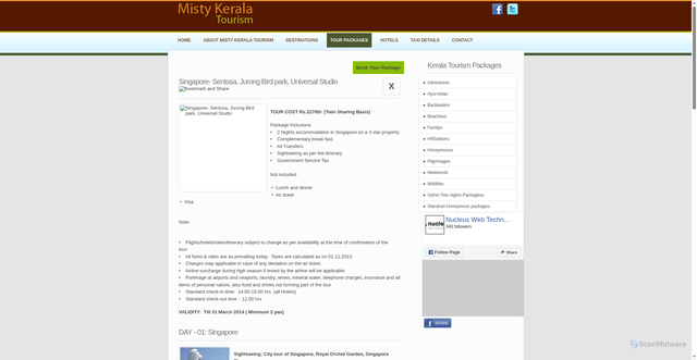 Security scan screenshot of https://mistykeralatourism.webdesignonline.in/misty_tour_packages_details.php?scid=38&pagenum=1&tour=Singapore-%20Sentosa,%20%20Jurong%20Bird%20park,%20Universal%20Studio&pg=index