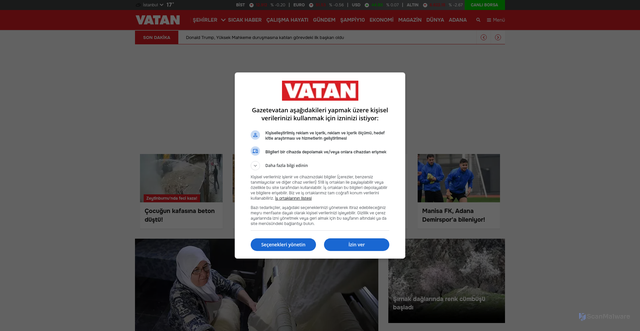 Security scan screenshot of https://www.gazetevatan.com