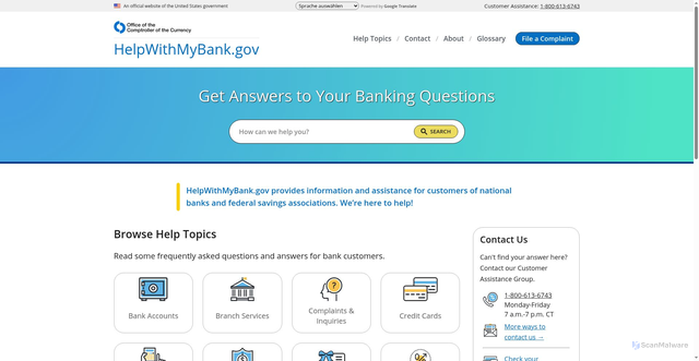 Security scan screenshot of https://ayudaconmibanco.gov/