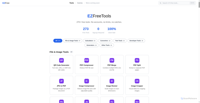 Security scan screenshot of http://ezfreetools.com/