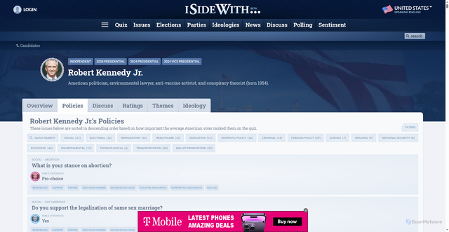 Security scan screenshot of https://www.isidewith.com/candidates/robert-kennedy-jr-2