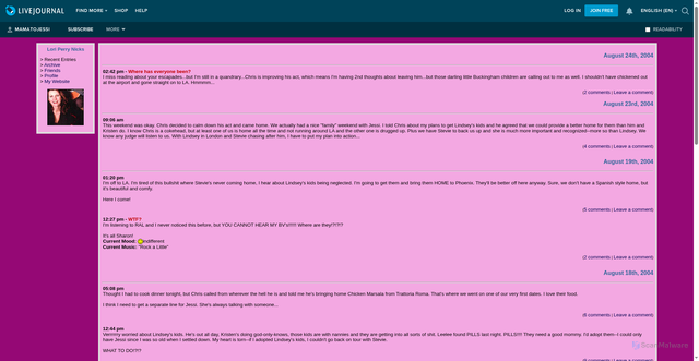 Security scan screenshot of https://mamatojessi.livejournal.com/