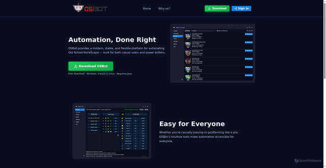 Security scan screenshot of https://osbot.net