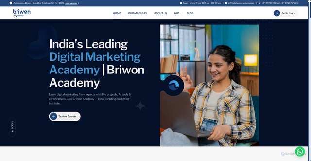 Security scan screenshot of https://briwonacademy.com