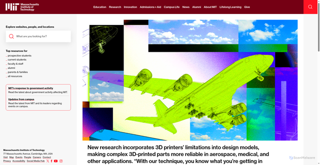 Security scan screenshot of https://www.mit.edu/
