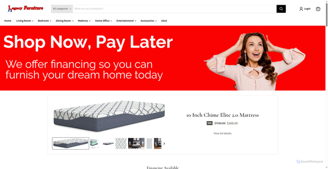 Security scan screenshot of https://mylegacyfurniture.com