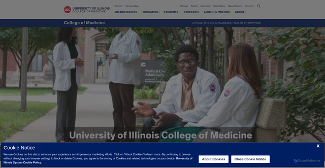 Security scan screenshot of https://medicine.uic.edu