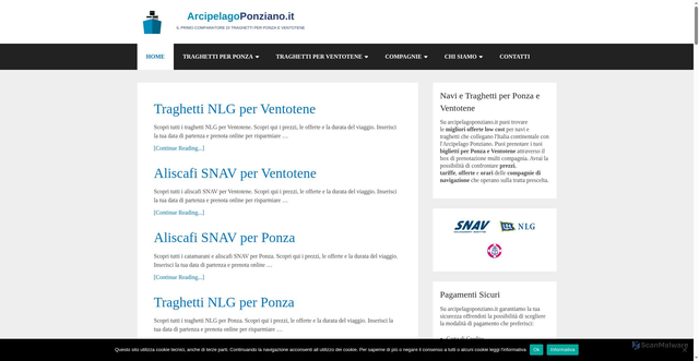 Security scan screenshot of https://www.arcipelagoponziano.it/