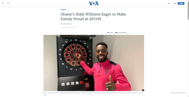 Security scan screenshot of https://www.voaafrica.com/a/ghana-s-i%C3%B1aki-williams-eager-to-make-family-proud-at-afcon/7432755.html
