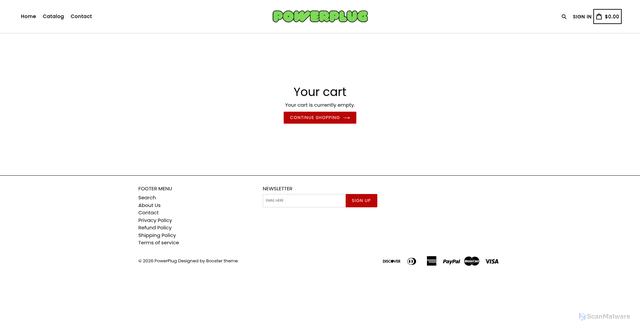 Security scan screenshot of https://powerplugprosaver.com/cart/clear