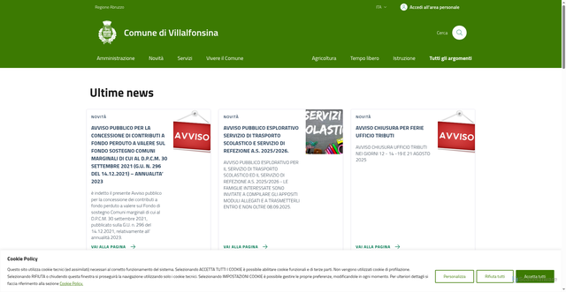 Security scan screenshot of https://comune.villalfonsina.ch.it/