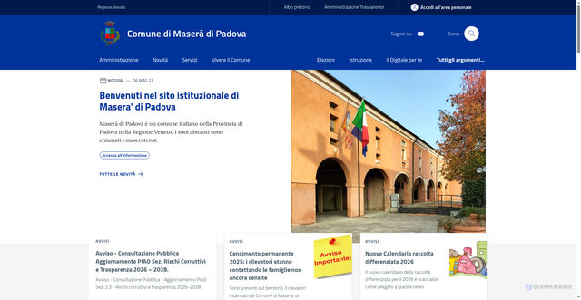 Security scan screenshot of https://www.comune.masera.pd.it/