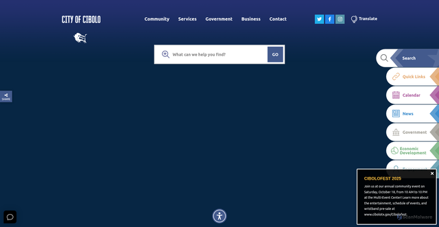 Security scan screenshot of https://www.cibolotx.gov/
