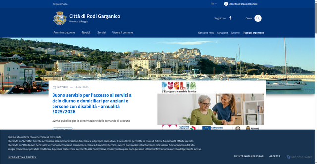 Security scan screenshot of https://www.comune.rodigarganico.fg.it/