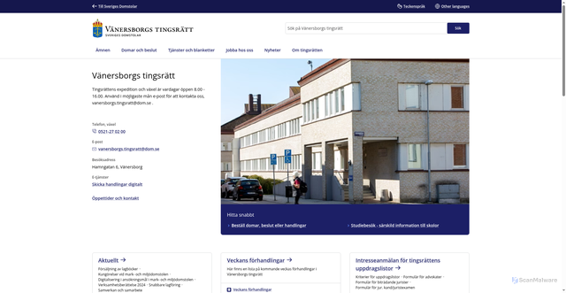 Security scan screenshot of https://www.vanersborgstingsratt.domstol.se