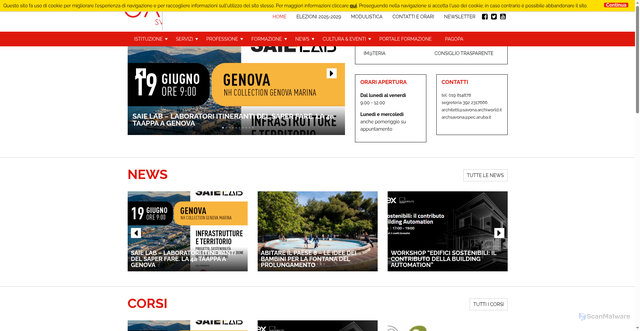 Security scan screenshot of https://www.ordinearchitettisavona.it