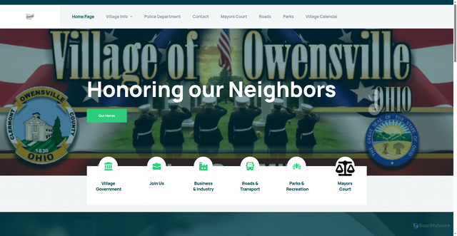 Security scan screenshot of https://owensvilleoh.gov/