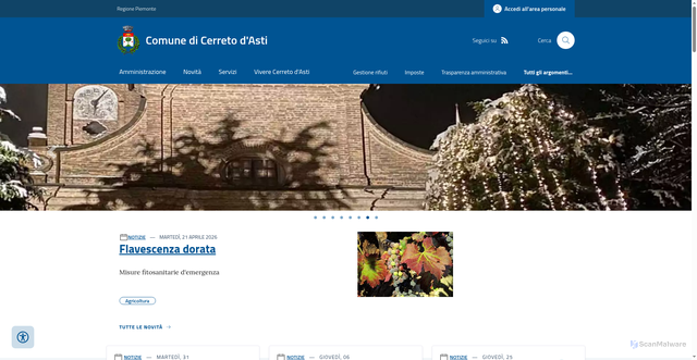 Security scan screenshot of https://www.comune.cerreto.asti.it