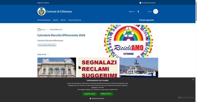 Security scan screenshot of https://www.comune.cittanova.rc.it/it