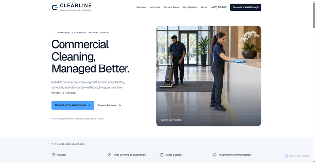 Security scan screenshot of http://clearlinecommercial.com/