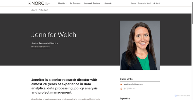 Security scan screenshot of https://www.norc.org/about/experts/jennifer-welch.html