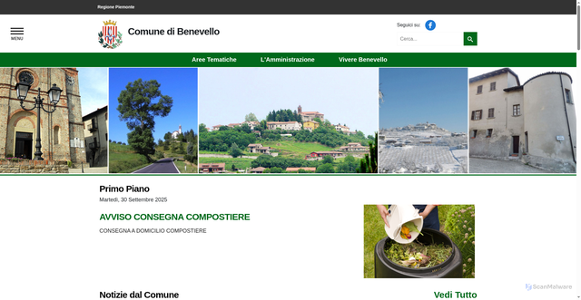 Security scan screenshot of https://www.comune.benevello.cn.it/