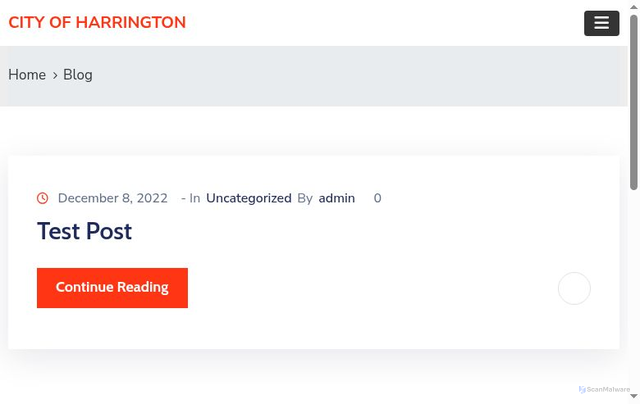 Security scan screenshot of https://harringtondelaware.gov/