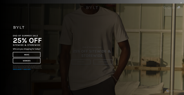 Security scan screenshot of https://bylt-apparel.myshopify.com