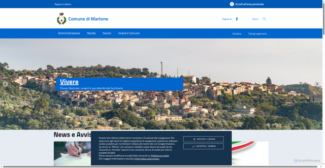 Security scan screenshot of https://www.comune.martone.rc.it/