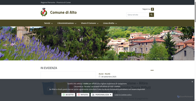 Security scan screenshot of https://www.comune.alto.cn.it/it-it/home
