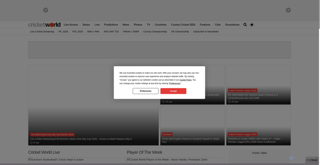 Security scan screenshot of https://www.cricketworld.com