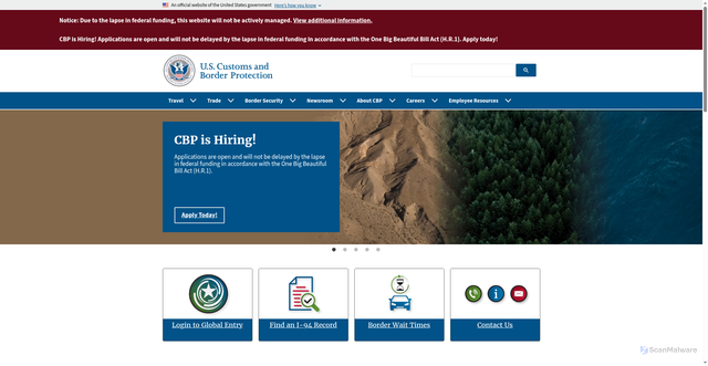 Security scan screenshot of https://cbp.gov/