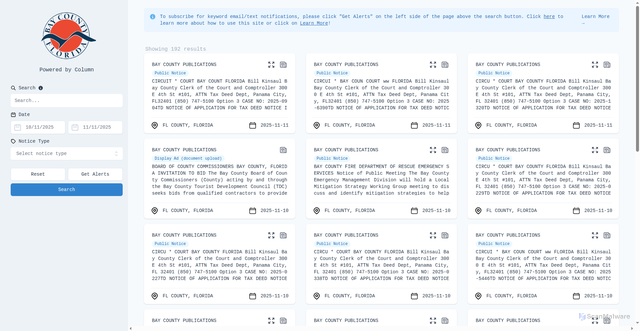 Security scan screenshot of https://publicnoticesbaycountyfl.gov/