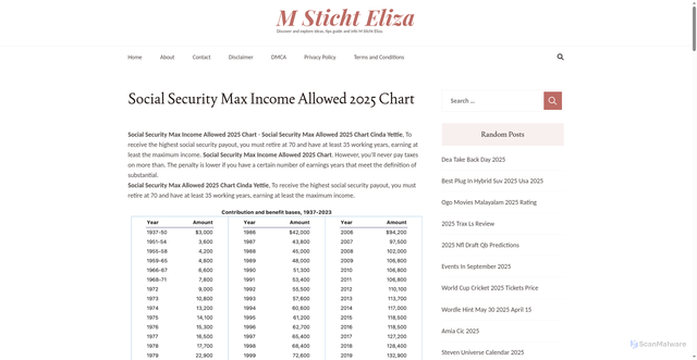 Security scan screenshot of https://mstichteliza.pages.dev/cjqlm-social-security-max-income-allowed-2025-chart-jnvan/