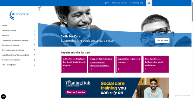 Security scan screenshot of https://skillsforcare.org.uk